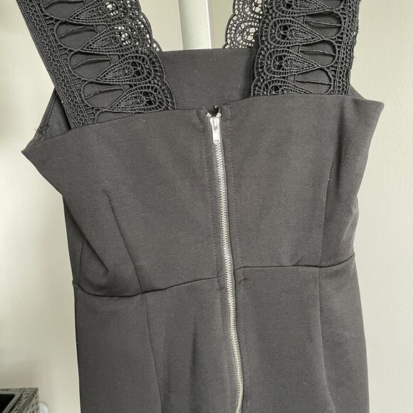 Lulu's Black Crotchet Trim bodycon Cocktail Dress Size XS - Picture 7 of 12